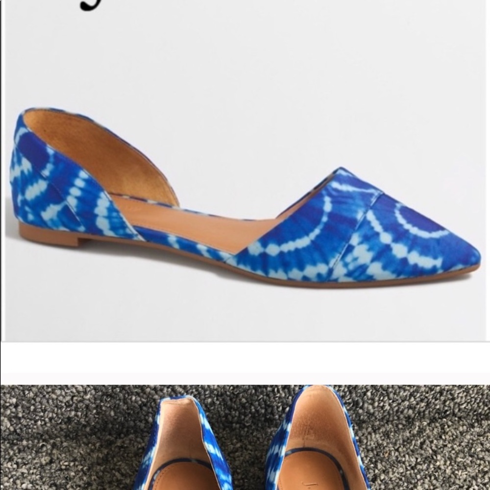 Jcrew Sloan D’orsay  blue & white flats SIZE 7.5.